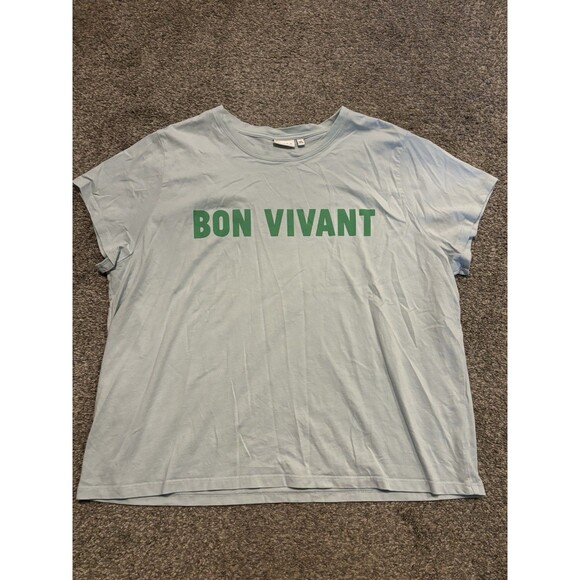 Clare V. Bon Vivant Classic Tee Shirt in Blue Green Size XXL - Picture 1 of 8